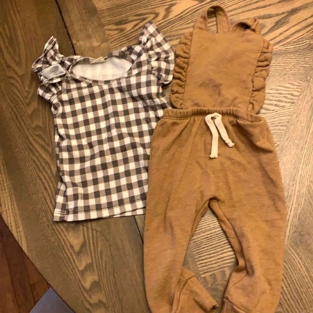 Lulu and roo flutter sleeve top and overalls
